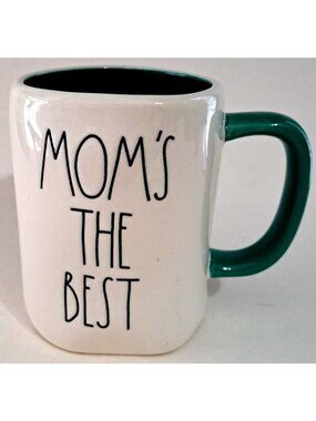 Rae Dunn Artisan Collection "Mom's The Best" White Green Mug Mother's Day